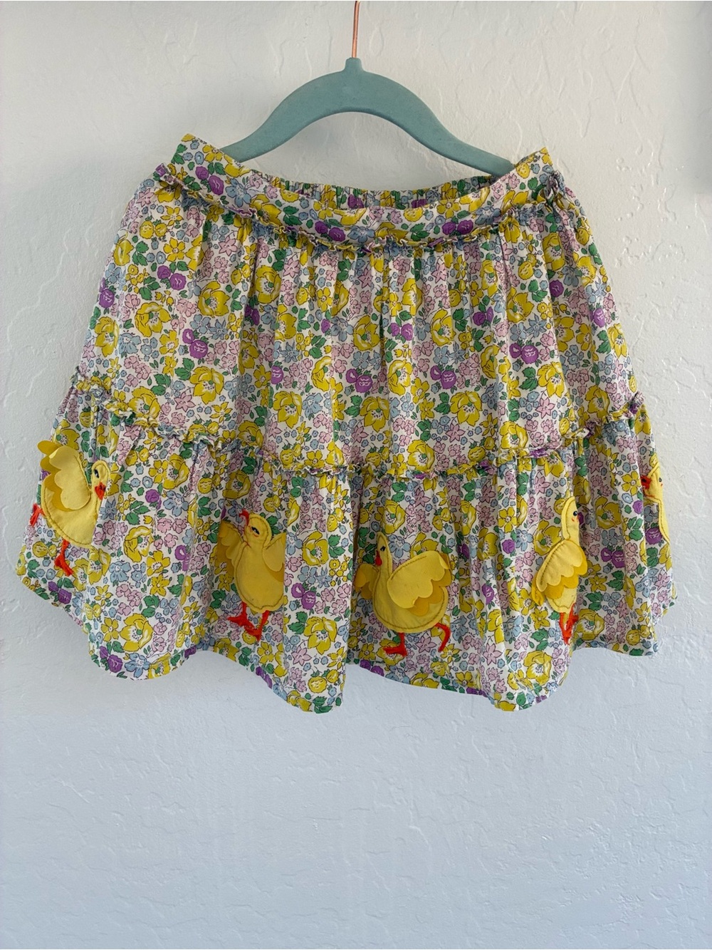 Girls Mini Boden skirt 6/7 tiered yellow spring bloom chicks 100% cotton